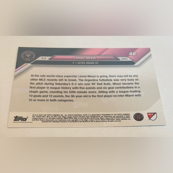 Trading card soccer 2024 Topps Now 5-4 # 46 Lionel Messi F. Intermiami CF - Picture 6 of 8